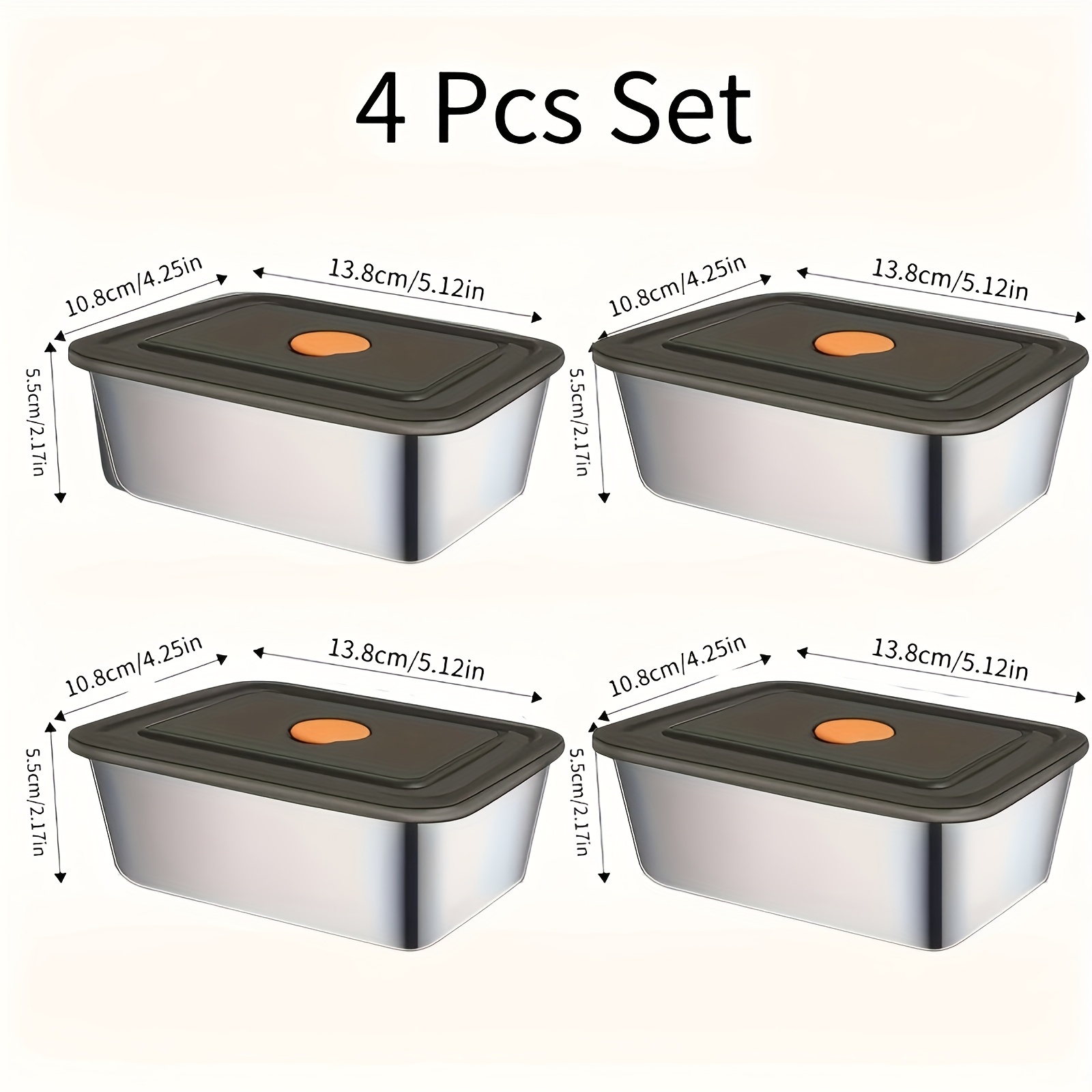 TEMU Stainless Steel Sealed Storage Containers, Portion Boxes, Lunch Boxes