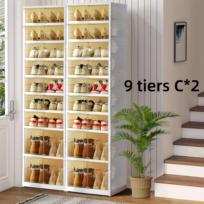 

Foldable Storage Box For Pet - Clear Stackable Shoe Cabinet With Lid - Large 9-level Shoe Cabinet