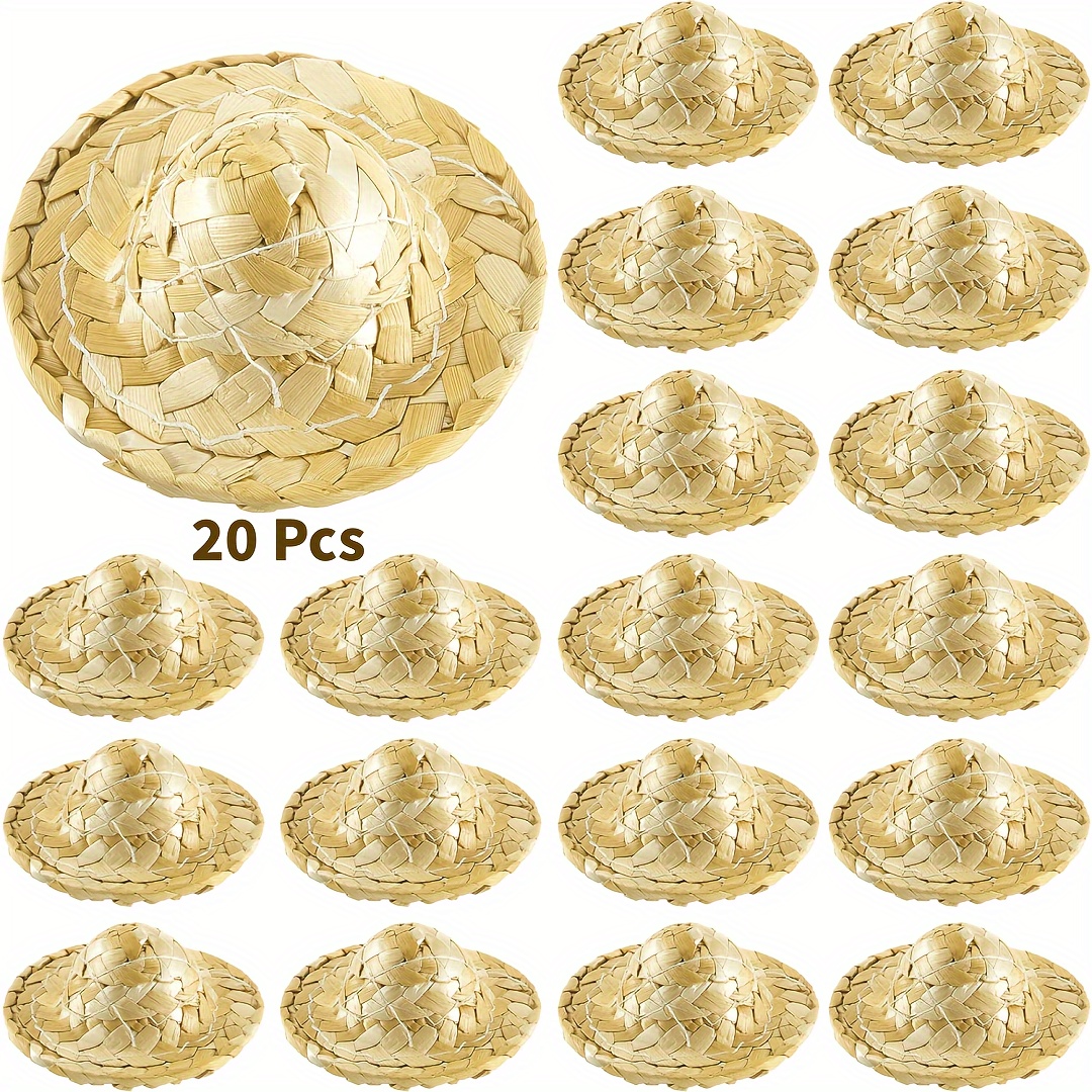 

20pcs Mini Chapeaux Sombrero en Paille pour l'Artisanat - , Légers & Durables, Décorations DIY Parfaites pour Cadeaux de Fête & Souvenirs