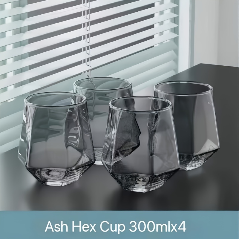 TEMU 4pcs Set, 300ml/10.14oz - Trendy Transparent Glass Cups, Water Glasses, Liquor Glasses, Home Beer Mugs, Juice Cups, Tea Cups For Living Room,