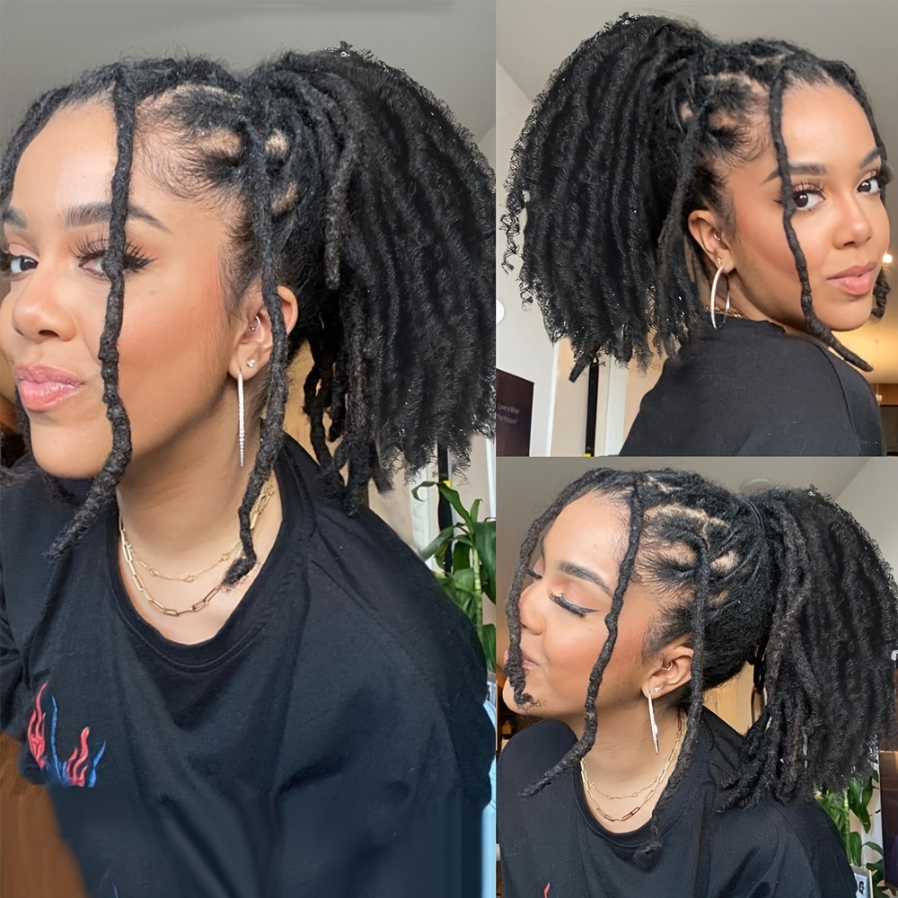 6 inch short dreadlocks drawstring ponytail hair extensions synthetic   locs clip in pony tail hair piece for women details 4