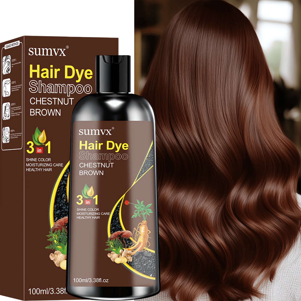 TEMU Hair Color Shampoo With Natural Plant Pigments. Safe Hair Care, Quickly Covers Gray Hair. In Black, Brown, And . Vibrant Colors, , Mild And