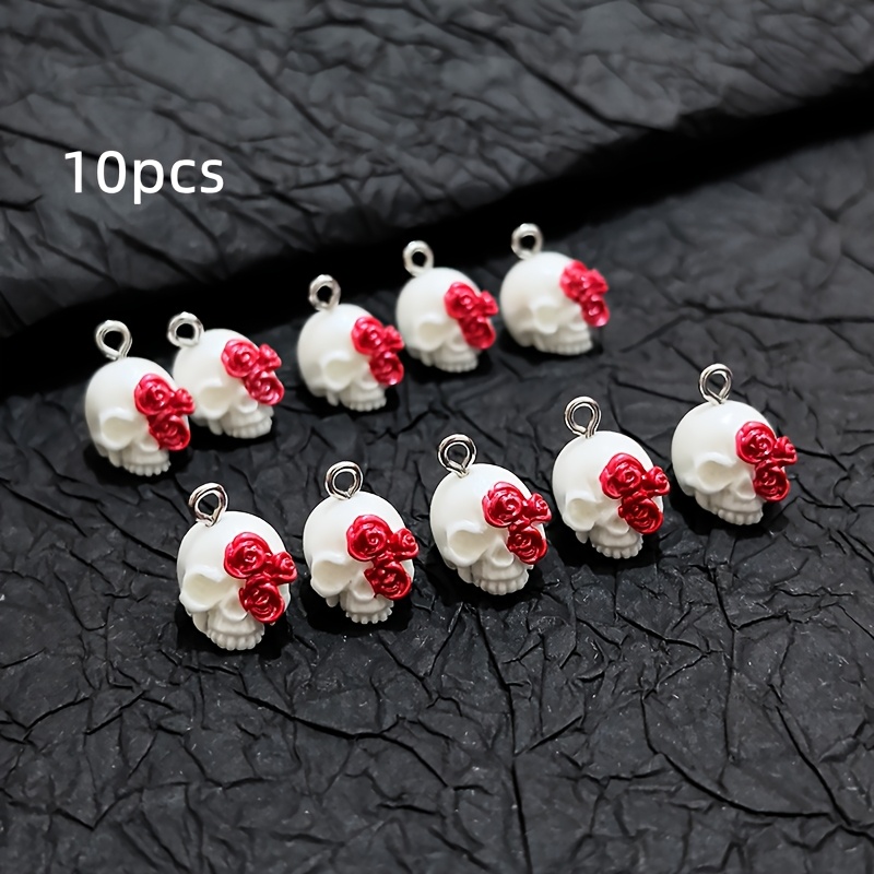 E-shop 10 Stück Halloween Rose Totenkopf Harz Anhänger Gothic Ohrringe Halskette Schmuckherstellung Zusätze