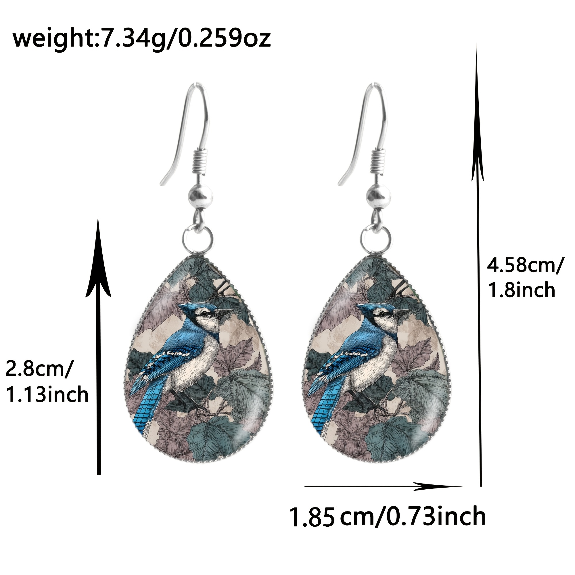 Vintage Tree Bird Earrings in Stainless Steel