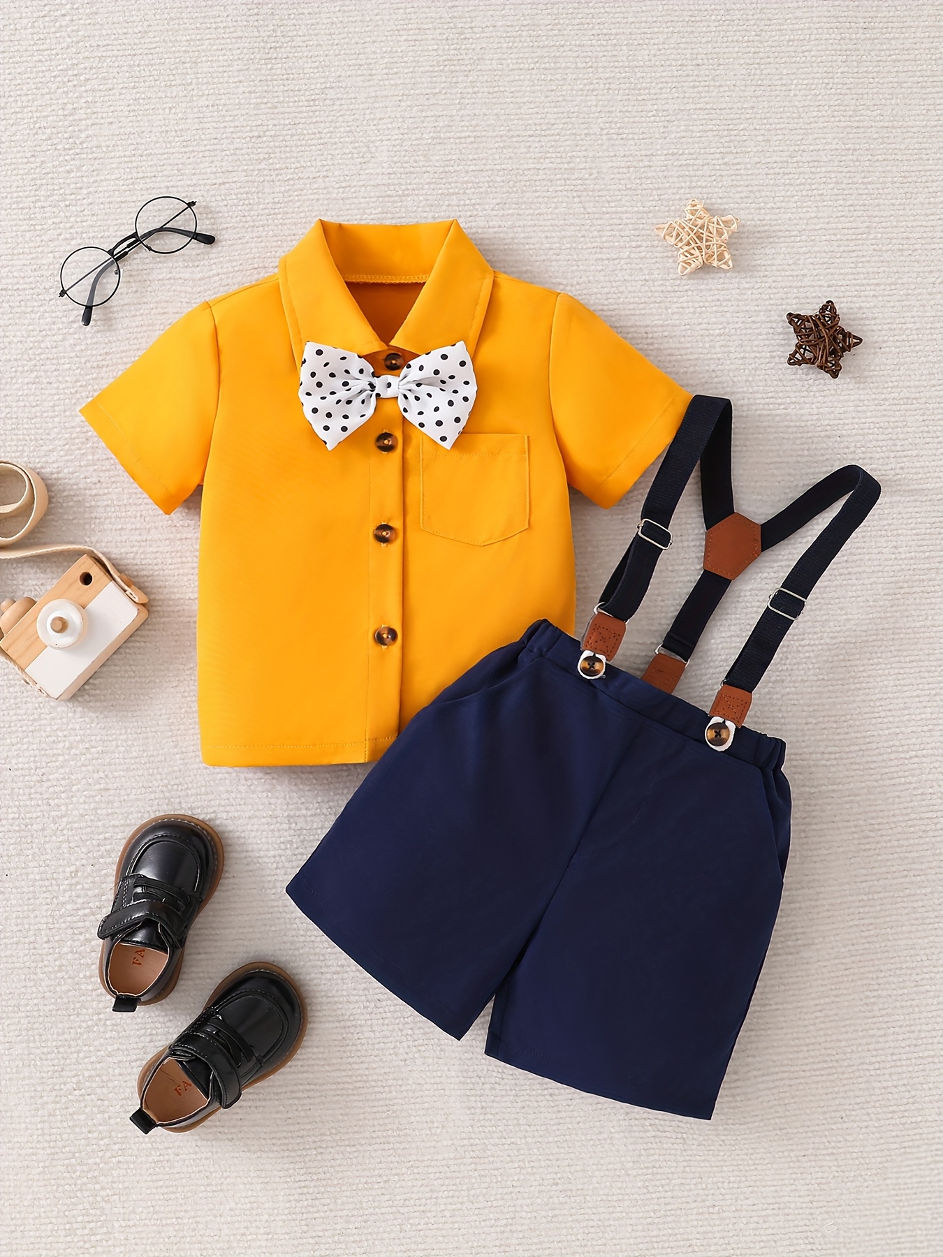 Bow Tie Yellow Newborn Outfit Boy Boys' Gentleman Suit Set Yellow