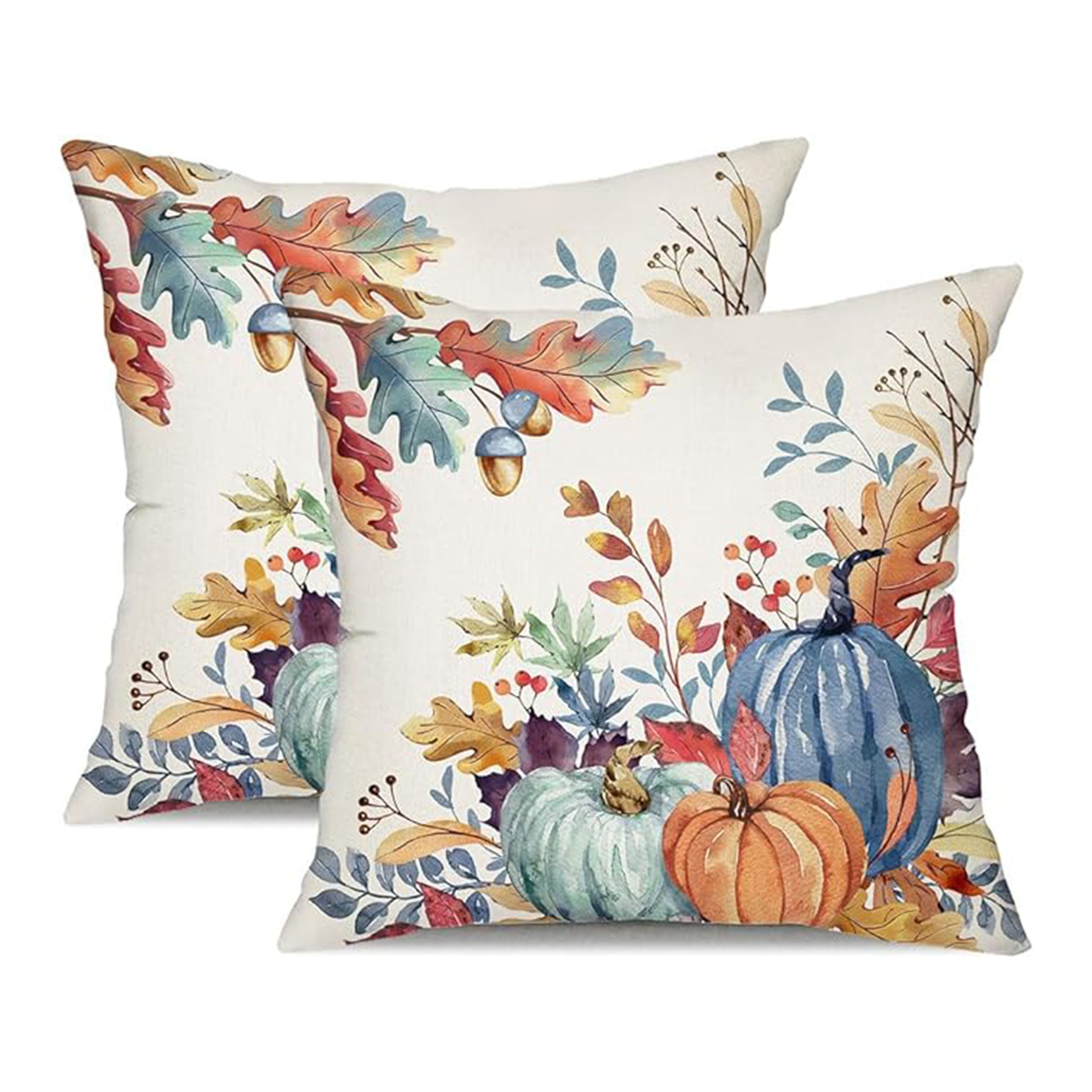 

2pcs, Fall Pillow Covers16" X16/18" X18/20" X20 Inches Watercolor Pumpkin Leaves Decorative Throw Pillow Covers Autumn Thanksgiving Farmhouse Decoration For Home Couch