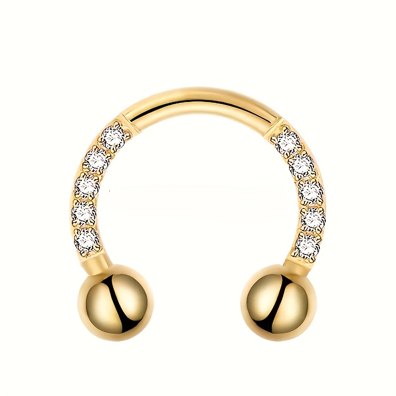 Image of 1pc Luxury G23 Titanium Nose Ring With Sparkling Rhinestones - Versatile Body Piercing Jewelry For Casual Wear, Pierced Earrings