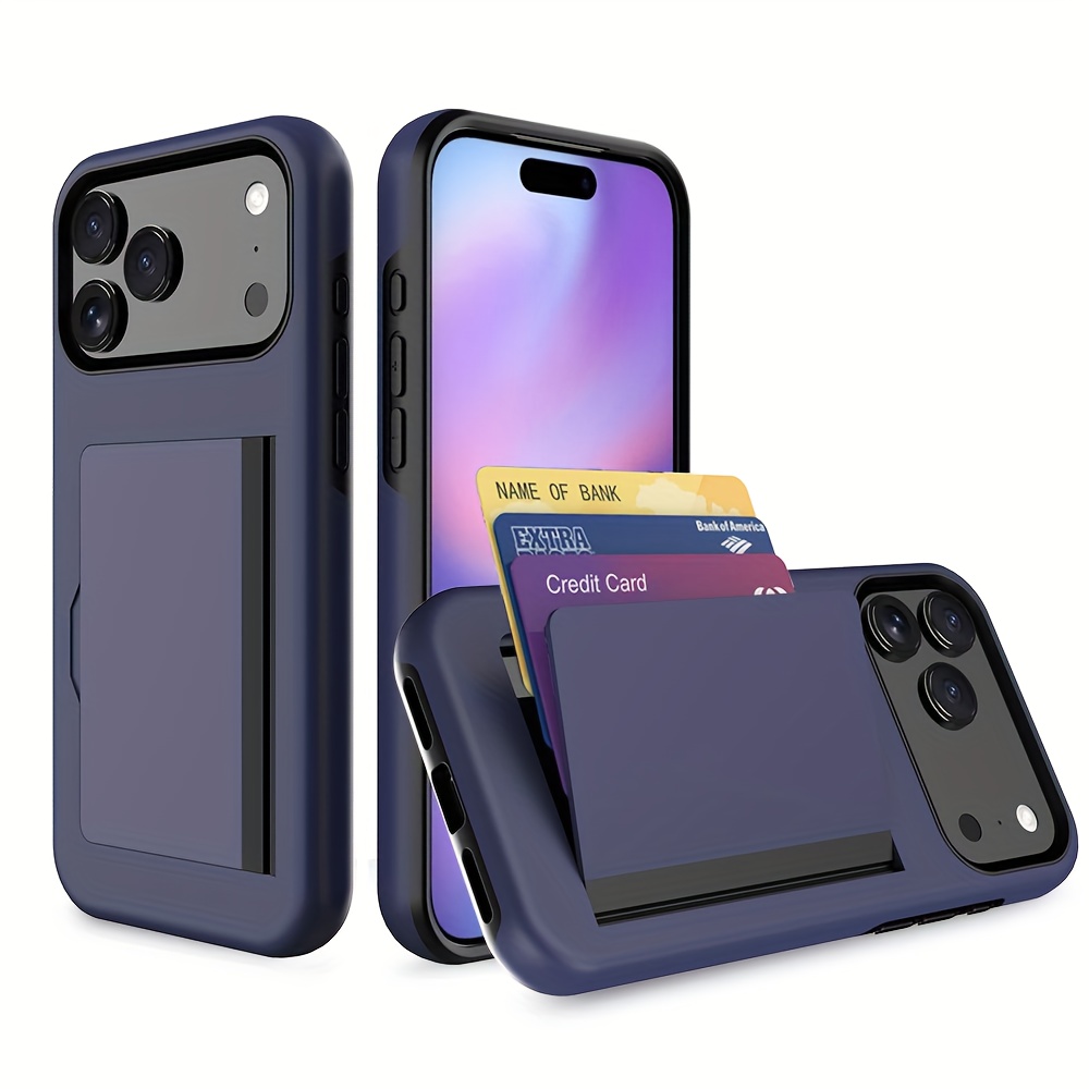 Phone Case: Phone Case for iPhone 17/16/15/14/13/12/11/Pro Max with Card  Holder, Card Slot, Wallet Case + Hidden Kickstand + Four-Corner Reinforced  Drop-Proof Case, Shockproof, Sturdy, and Durable ...