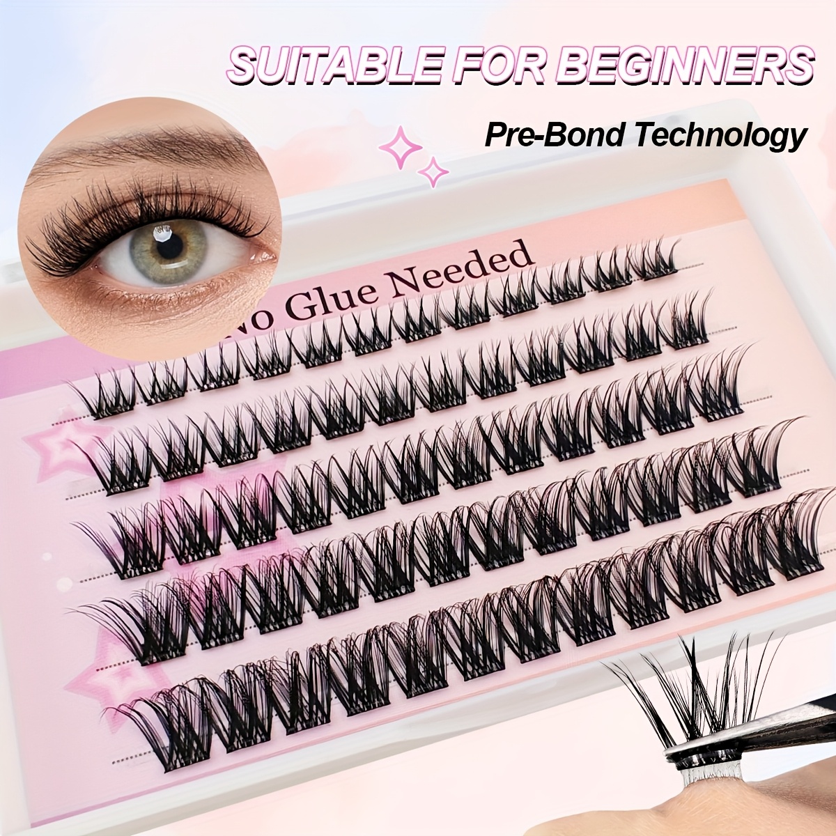 60 clusters of self eyelashes fluffy and cat easy to apply self false eyelashes kit natural look beginner friendly details 0