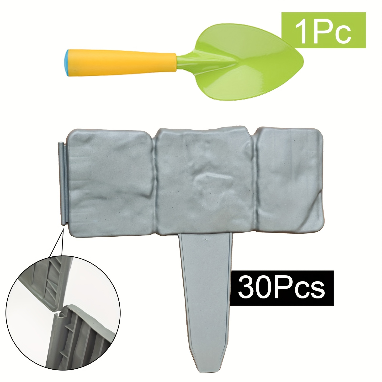 Image of 31pcs Imitation Stone Plastic Plug-in Fence + High Quality Shovel Outdoor Decorative Fence Flower And Grass Fence Small Fence Splicing Model