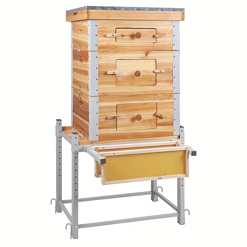 

Aivituvin Bee Hive Boxes Starter Kit, 3 Layer Metal Frame With 10 Medium And 20 Deep Frames & Foundations, Honey Bee Hive With Metal Stand