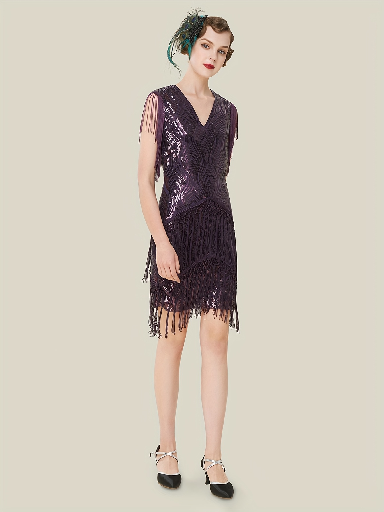 1920s flapper dress long fringed dress roaring 20s - Temu