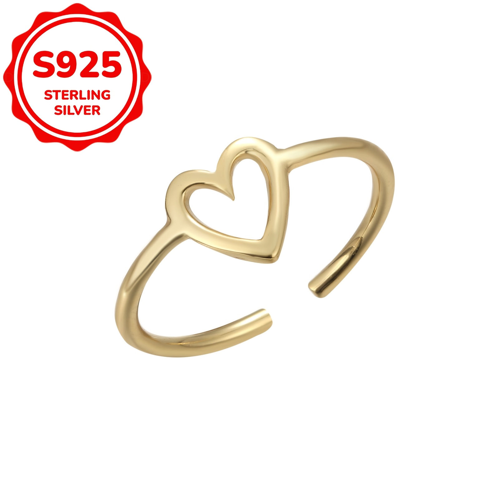 Women's Hollow-Out Heart-Shaped Open Toe Ring, Gift Idea