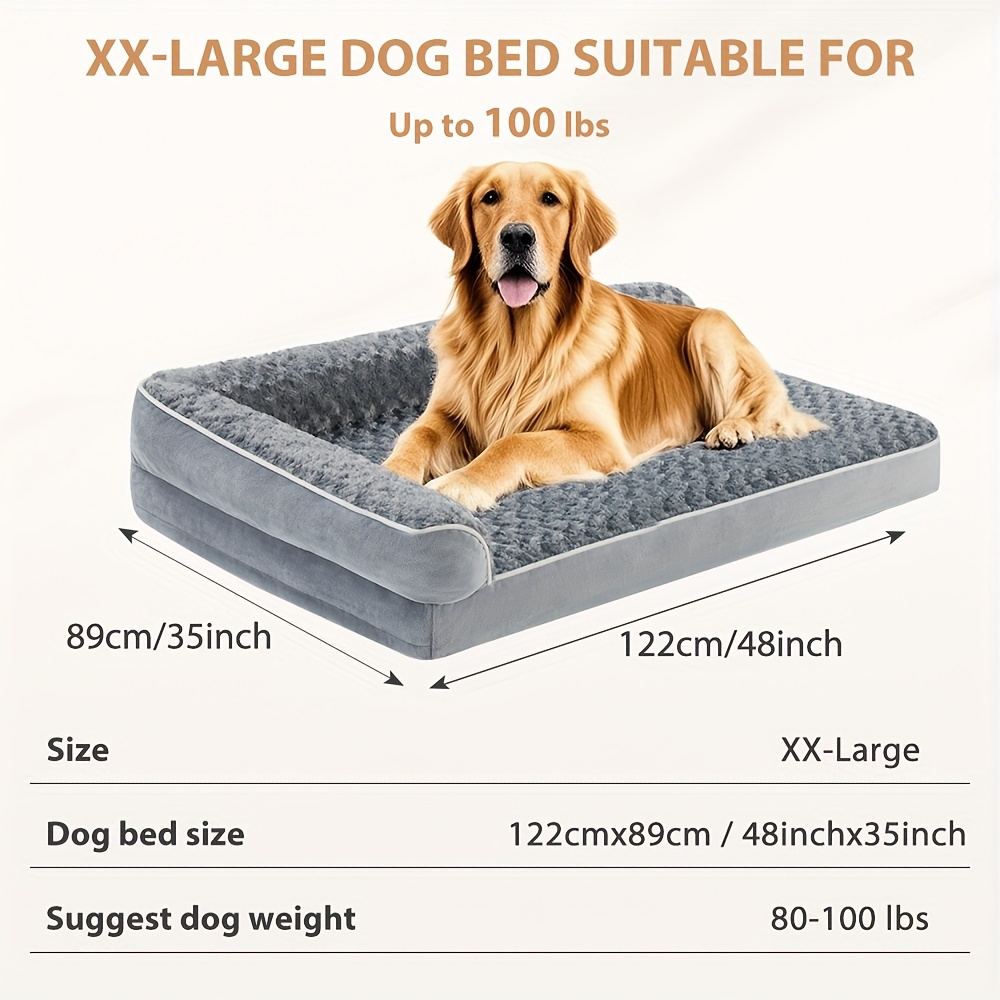 TEMU Orthopedic Dog Beds For Large Dogs, Extra Large Waterproof Dog Bed With Removable Washable Cover, Egg Crate Foam Pet Bed, Xl Dog Crate Bed, Dog