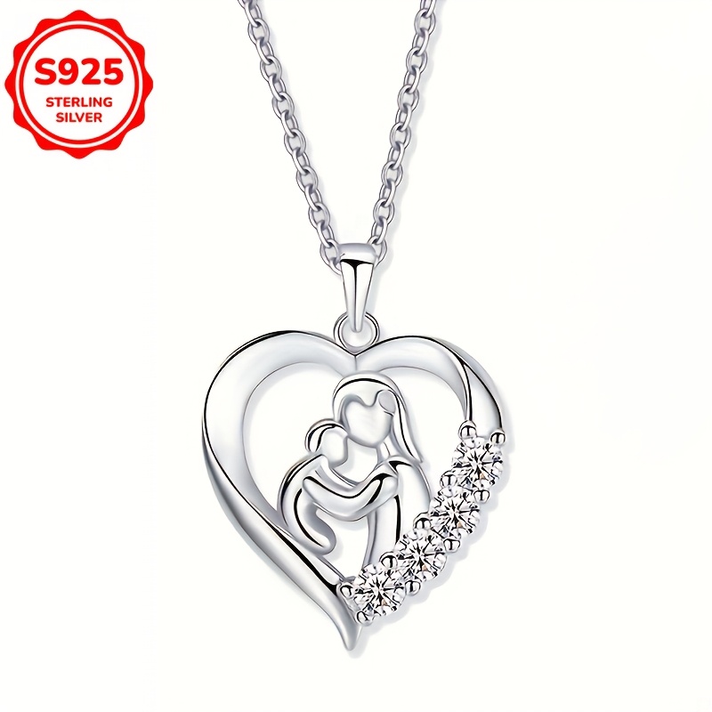 

Elegant 925 Sterling Silvery Love Heart Pendant Necklace With Cubic Zirconia - Perfect Day Gift, October Birthstone