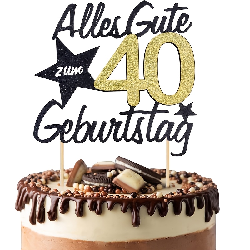 Image of 1pc Cake Decoration 40th Birthday Happy Birthday 40th Birthday Cake Topper Cake Decoration 40th Birthday Cake Decoration
