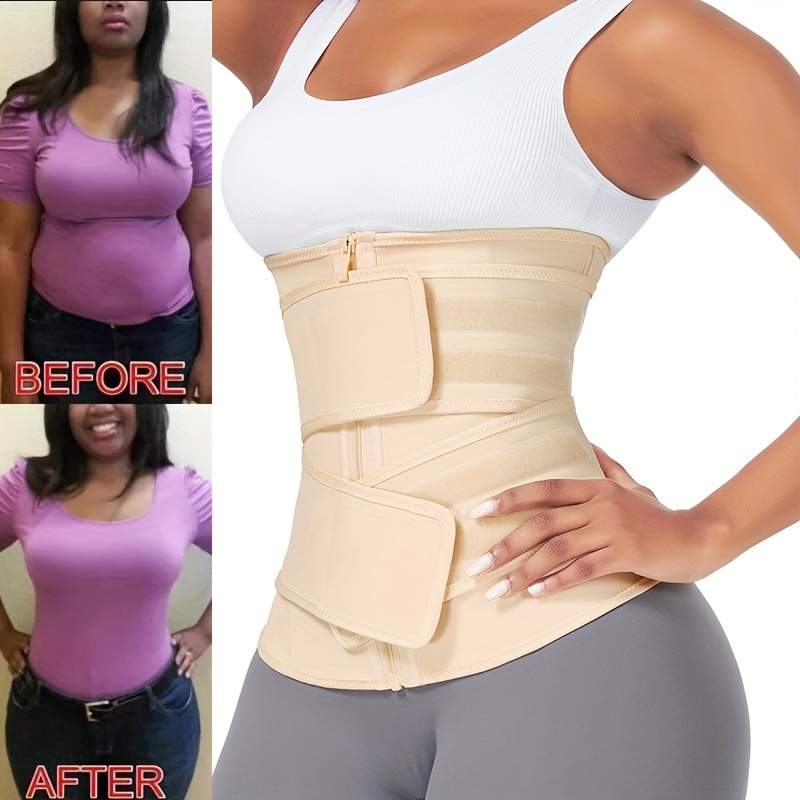 

Women's Plus Size High Waist Trainer Belt, Adjustable Zip Up Tummy Control Waist Trainer