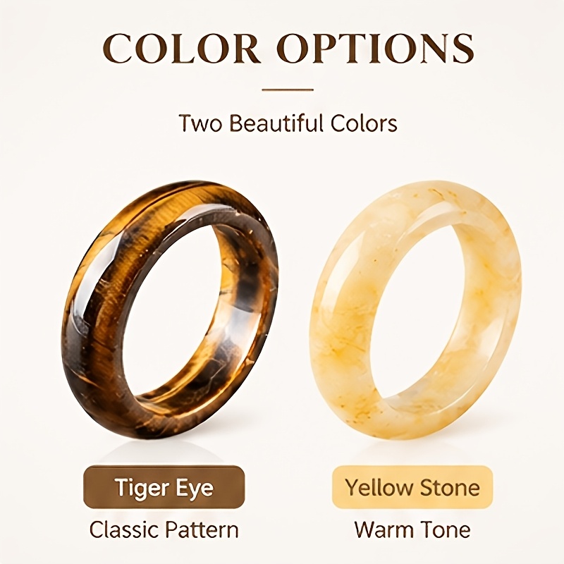 2pcs Tiger's Eye and Citrine Dual-Color Ring Set for Women