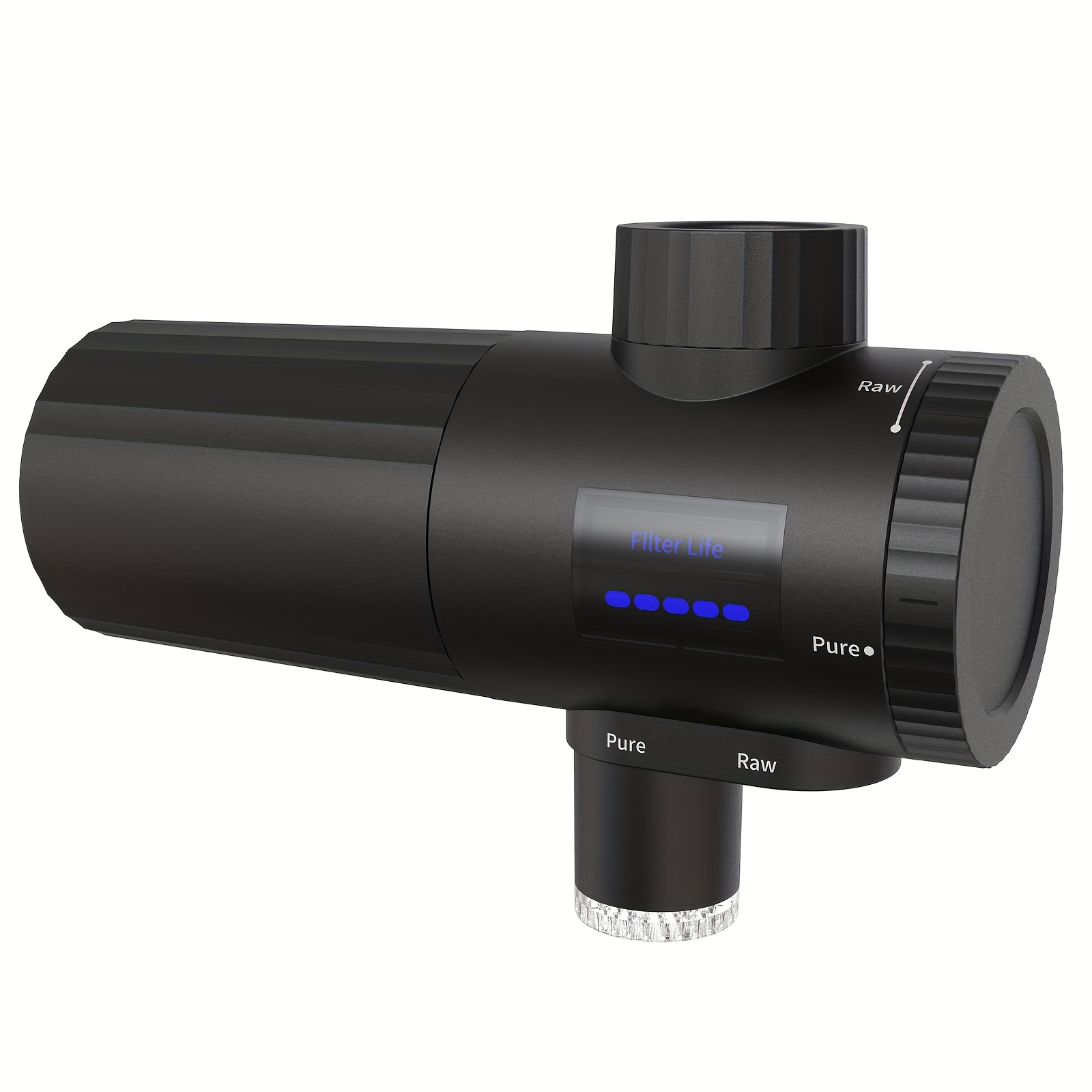 Image of Faucet-mounted Kitchen Water Filter With 1 Filter Cartridge - No /power-free Operation, European Thread Compatible Tap Purifier System For , Lead & Impurity (black Faucet Filter)