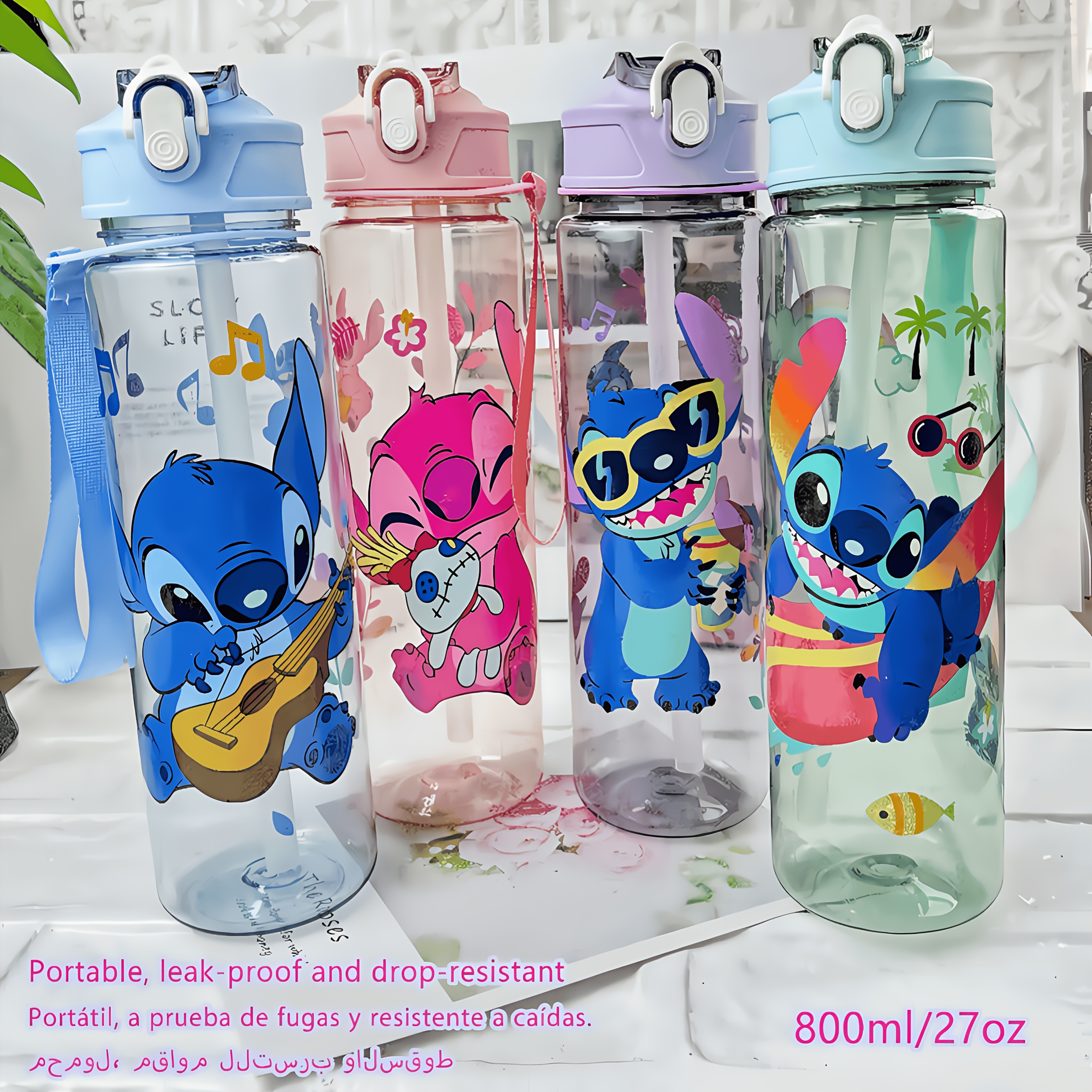 Wasserflasche Bus-Design – 500 Ml, Mit Strohhalm, Auslaufsicher, Verstellbarer Gurt, Für Kinder & Outdoor