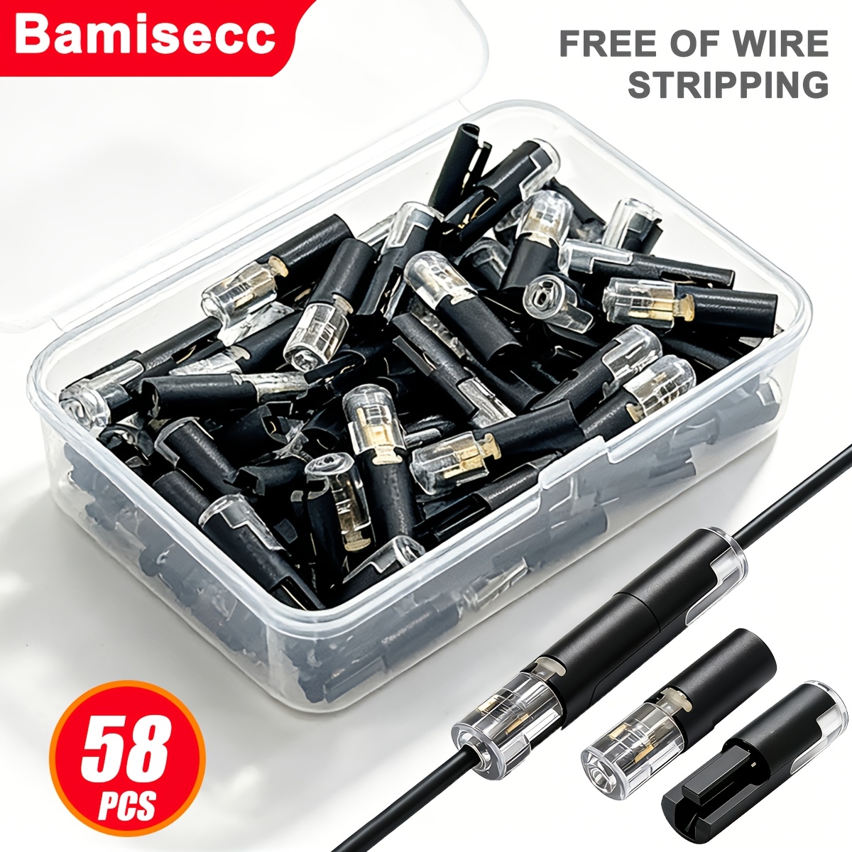 58pcs/20pcs Quick Single-pin Terminals, 1-pin Insert Connectors, Pvc Insulated, Quick Connect, Suitable For Voltages Below 36v