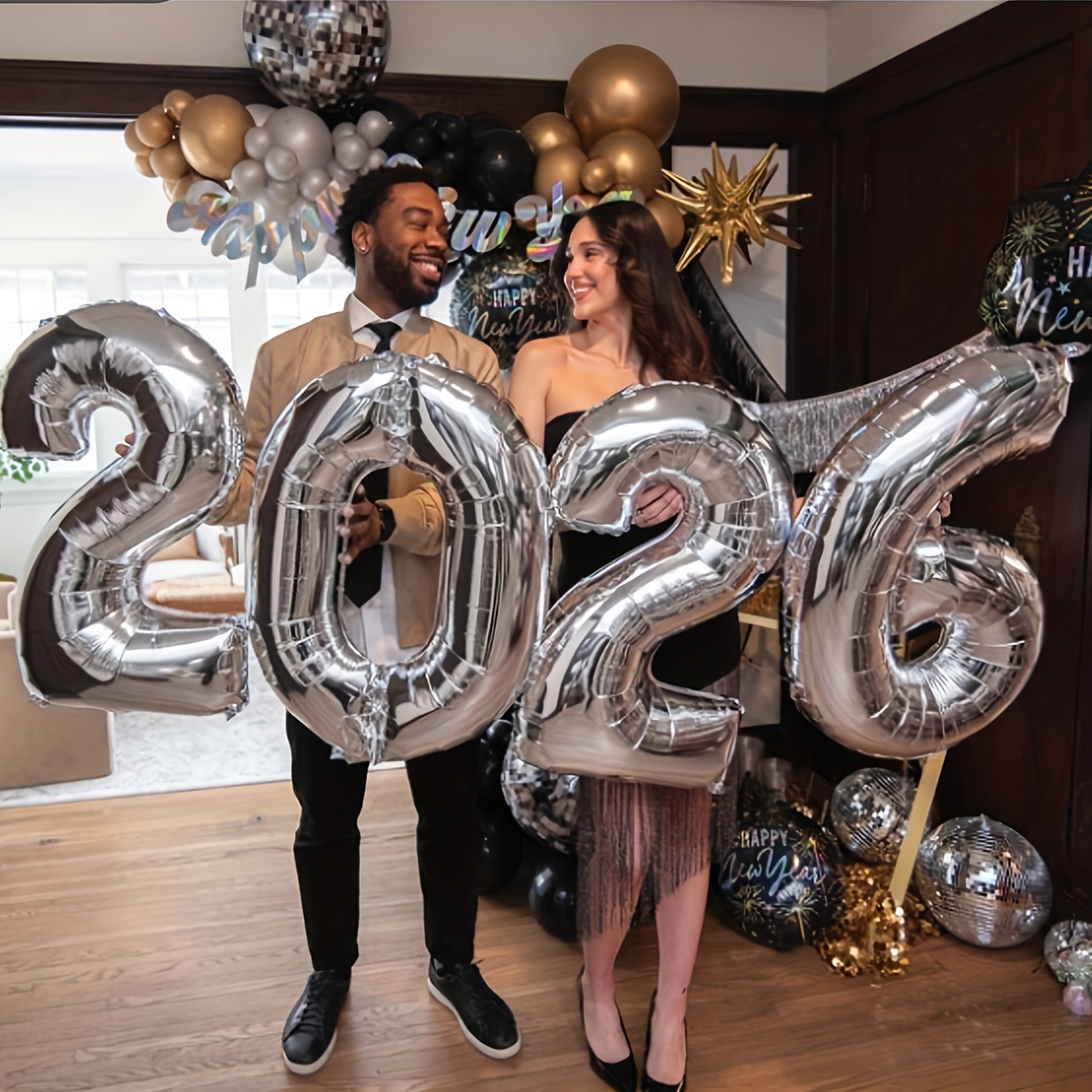 4pcs 32-inch Large Digital 2026 Foil Balloons For New Year's Party Balloons Decoration Background Festival New Year Valentine's Day Birthday Decorations 2026 Celebration Decoration