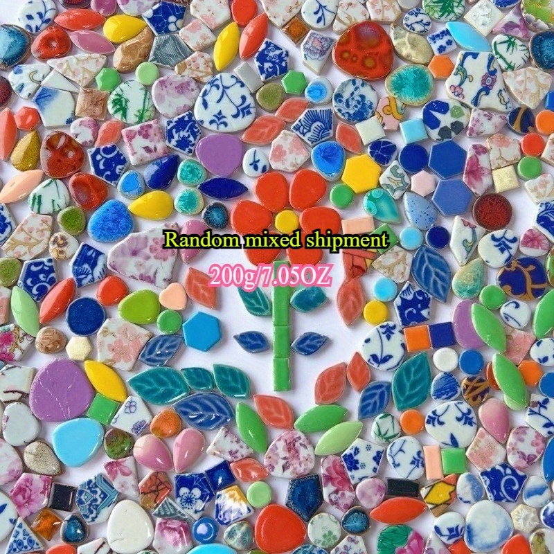 TEMU A Pack Of 200/500/1000g Mixed-color Diy Glass Mosaic Decoration Materials, Fusible Glass Supplies, Suitable For Diy Projects, Creative Designs,