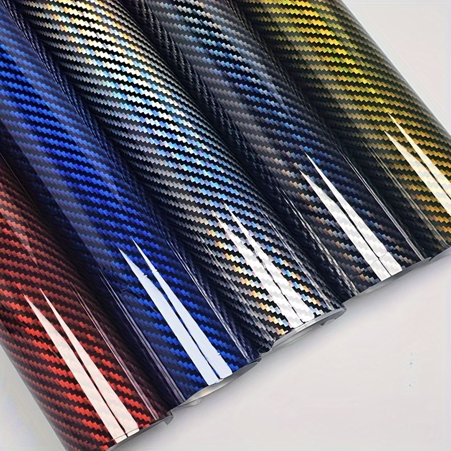 

High Glossy Black Golden Silvery Red Exterior Car Vinyl Holographic Rainbow Carbon Fiber Pattern Wrapping Film