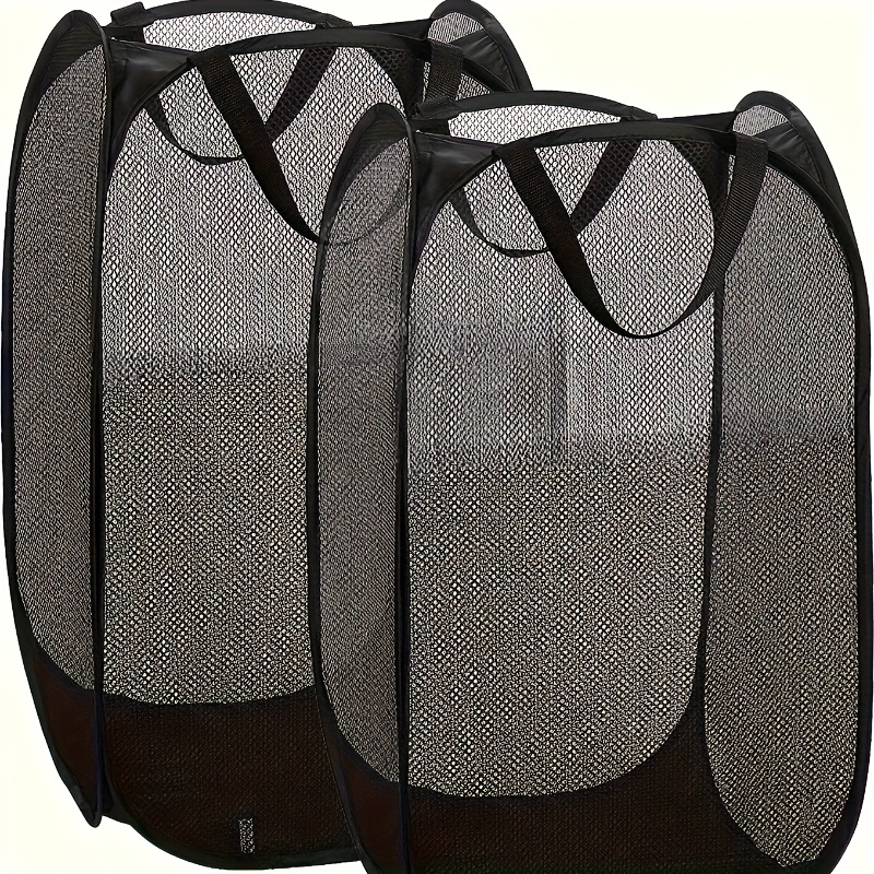 TEMU Buy 1 Get 1 Free, Total Of 2pcs Foldable Dirty Clothes Baskets - Popup Laundry Hampers With Carry Handles, Breathable Mesh Design, Collapsible,