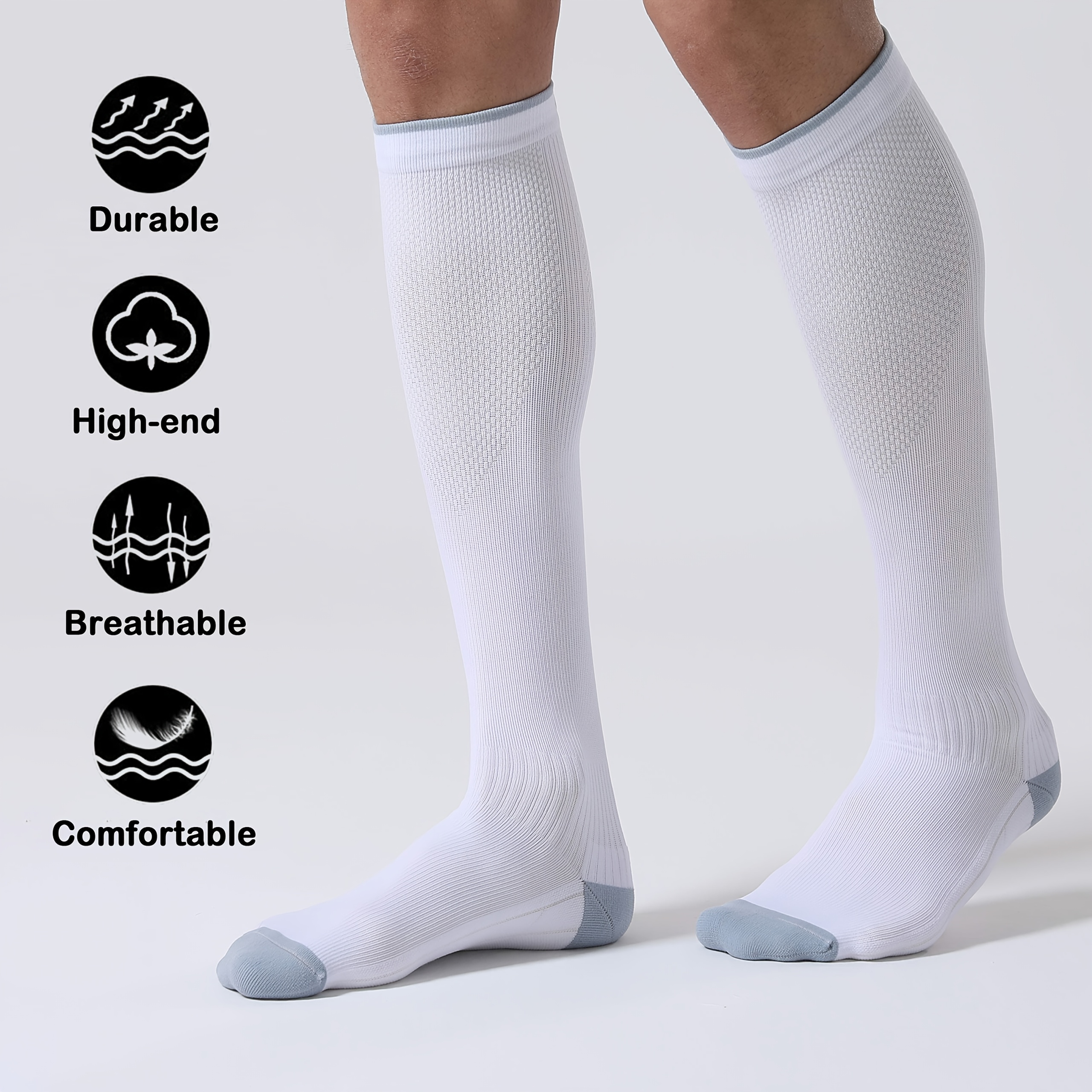 Compression Socks for Women and Men , Knee High Compression Stockings 20-30 mmHg , Soft & Breathable , Circulation Support Socks for Running Nurses Travel Athletic
