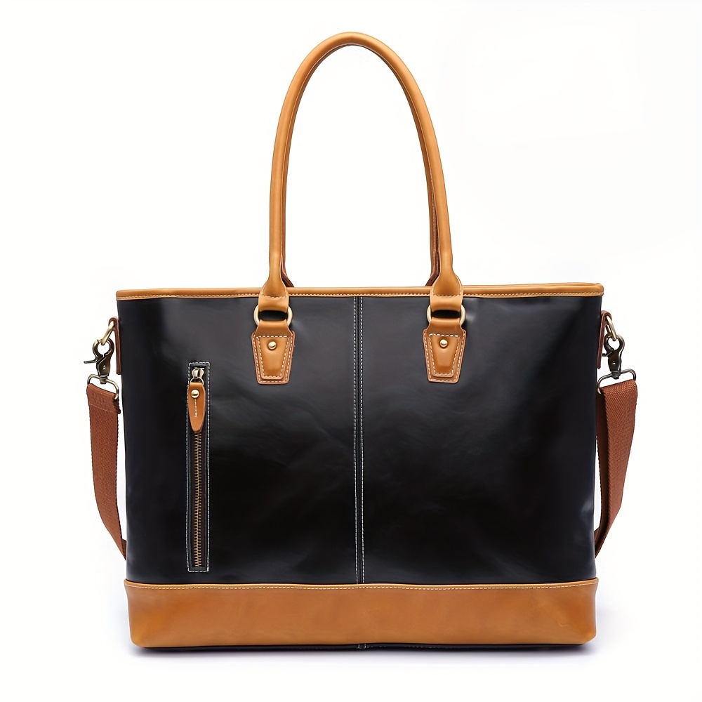 男性用の新しい大容量ハンド ビジネストートバッグ！牛革製で、底部にステッドが付いており、2つの使い方（2つの持ち方）が可能です。ブラックでご利用いただけます。 商品詳細 0