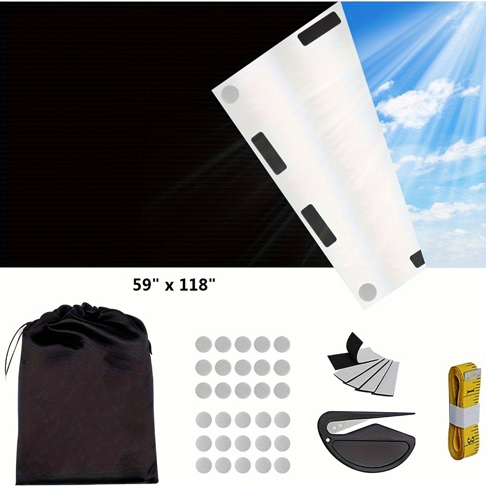 Image of 100% Blackout Curtains For Bedroom Portable Blackout Shades Film No Drill Travel Blackout Blinds Sunblock Window Cover Black Out Curtains For Bedroom Dorm Room Windows