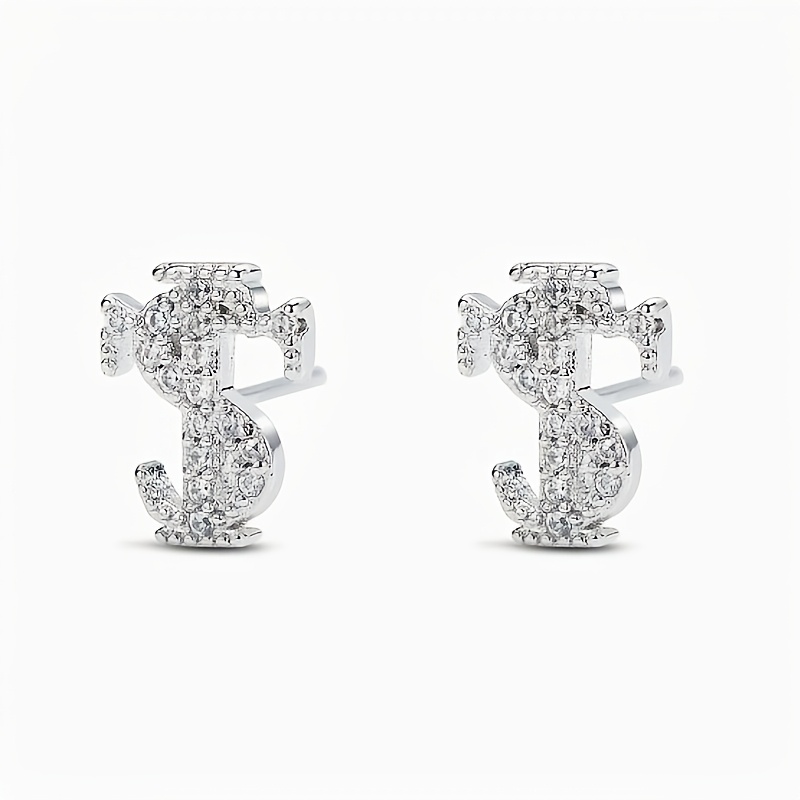 Women's Minimalist 3D 'STK' Letter Stud Earrings, Geometric Style