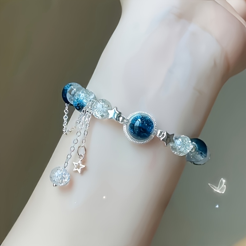 Sparkling Star Pendant Beaded Bracelet Adjustable