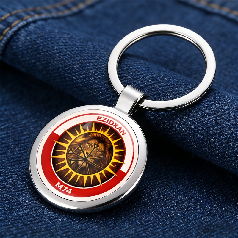 TEMU 2d Flat, Yazidi Lion 2d Flat Pattern Keychain, Symbol Sun Keyring, Ethnic Pendant, Very Suitable For Yazidi Enthusiasts And Cultural Art Lovers,