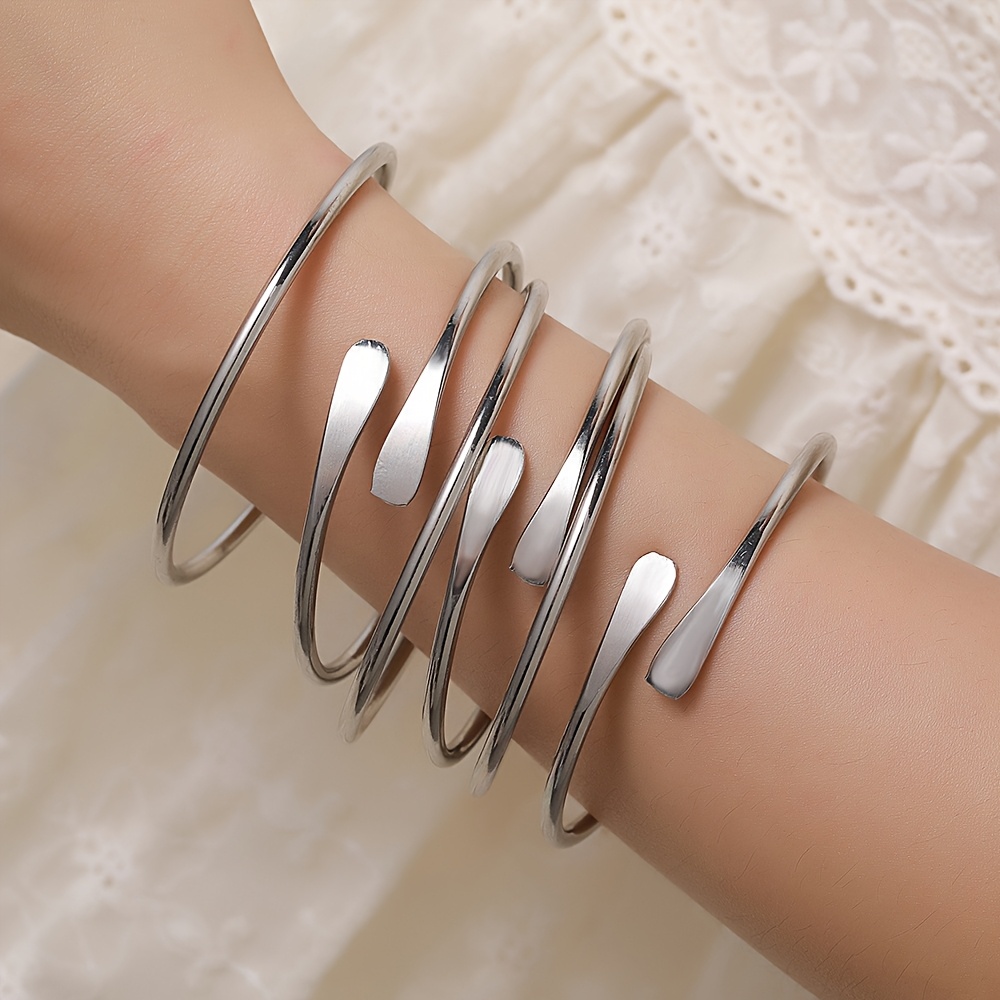TEMU 5pcs/ Set Vintage Bohemian Adjustable Women's Bracelet Women's Alloy Laminated Bracelet Casual Attire Holiday -one Jewelry Gift