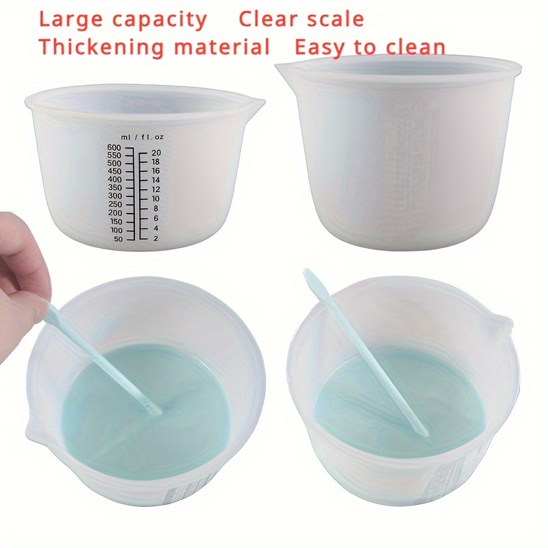 

Silicone Mixing Bowl Set - Large 600ml And 1000ml Measuring Cups For Glue And Liquid Material Mixing