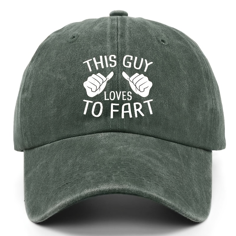 TEMU Men's Adjustable Vintage Baseball Cap With " To Fart" Print - Lightweight, Breathable Summer Hat For Outdoor Activities, Travel, Hiking, Camping