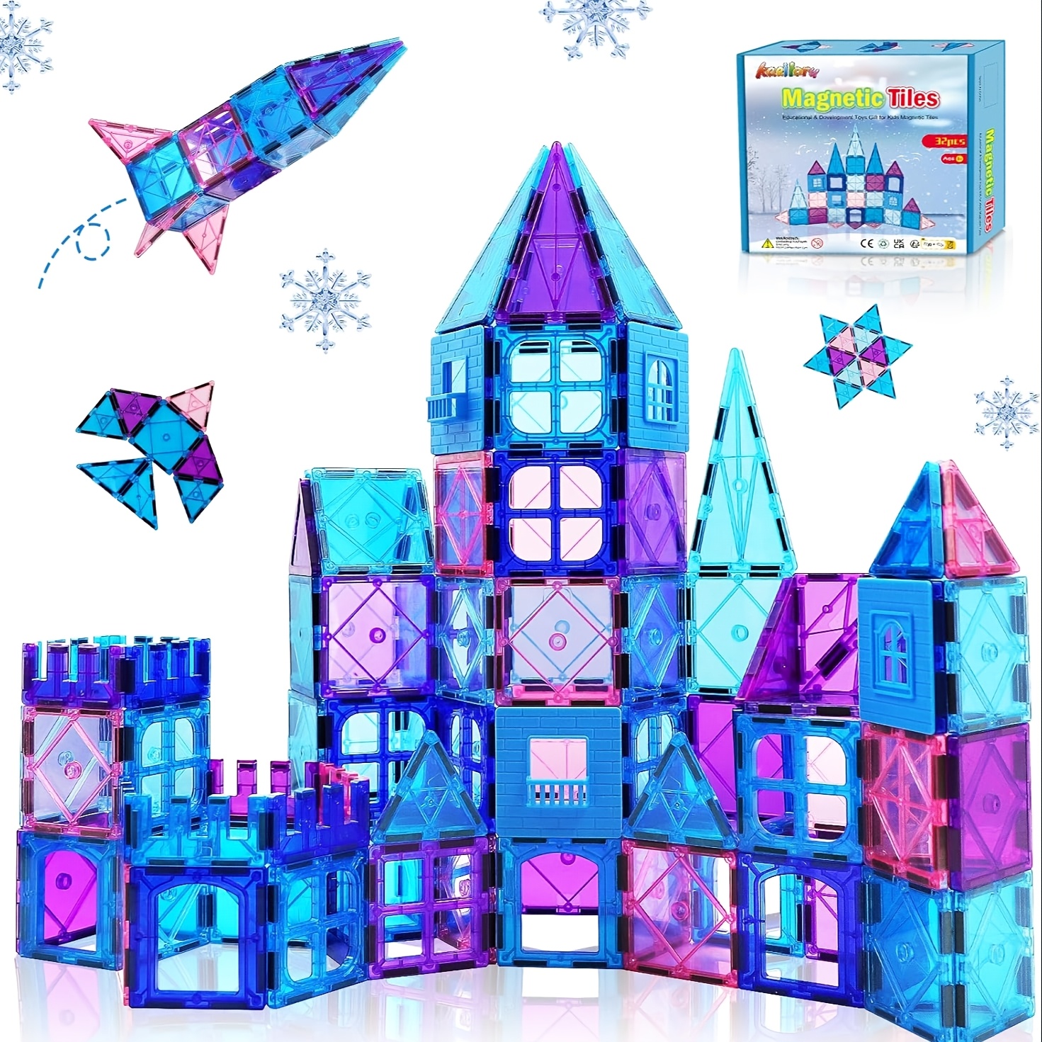 TEMU Magnetic Tile 3d Toy Suitable For Boys And Girls' Education, Magnetic Building Blocks For Girls' Toys, Princess Castle Birthday Gift