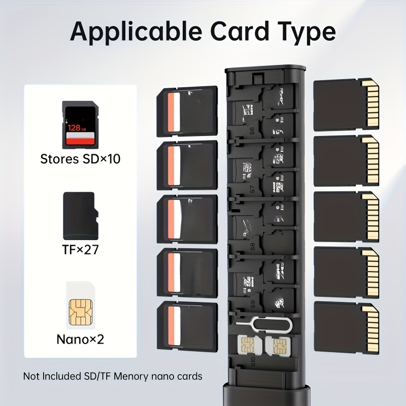 Metal Memory Card Holder - Design, Fits 27 & 6 Sd Cards - Essential Photography Gear Organizer, Shockproof, Storage Solution