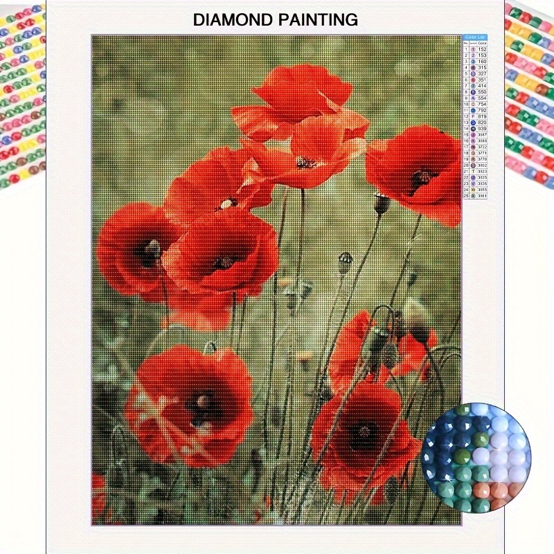 

1pc 5d Diy Artificial Full Round Diamonds Painting Set For Adults Beginners, Frameless Flowers Pattern Diamonds Art For Home Wall Decoration And Gift 30*40cm