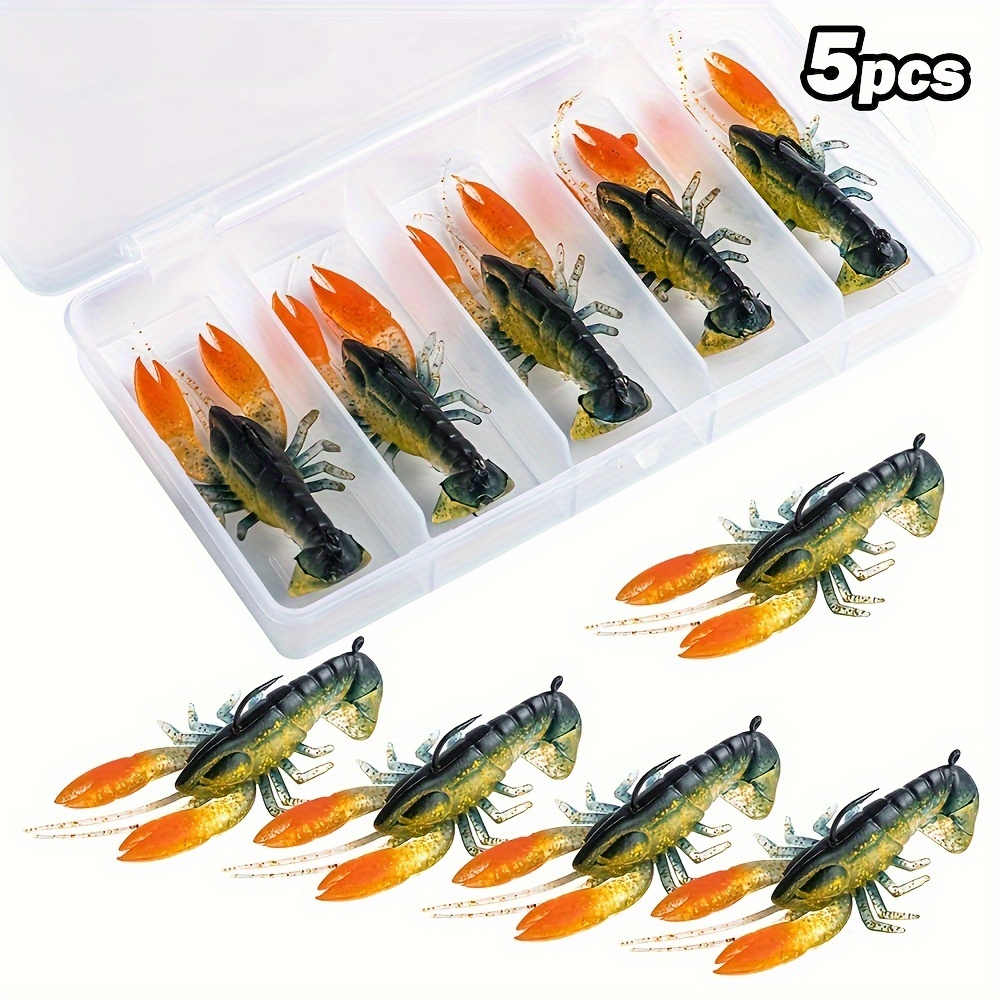 70pcs Soft Plastic Crawfish Lures With Ball Heads And Jig Hooks