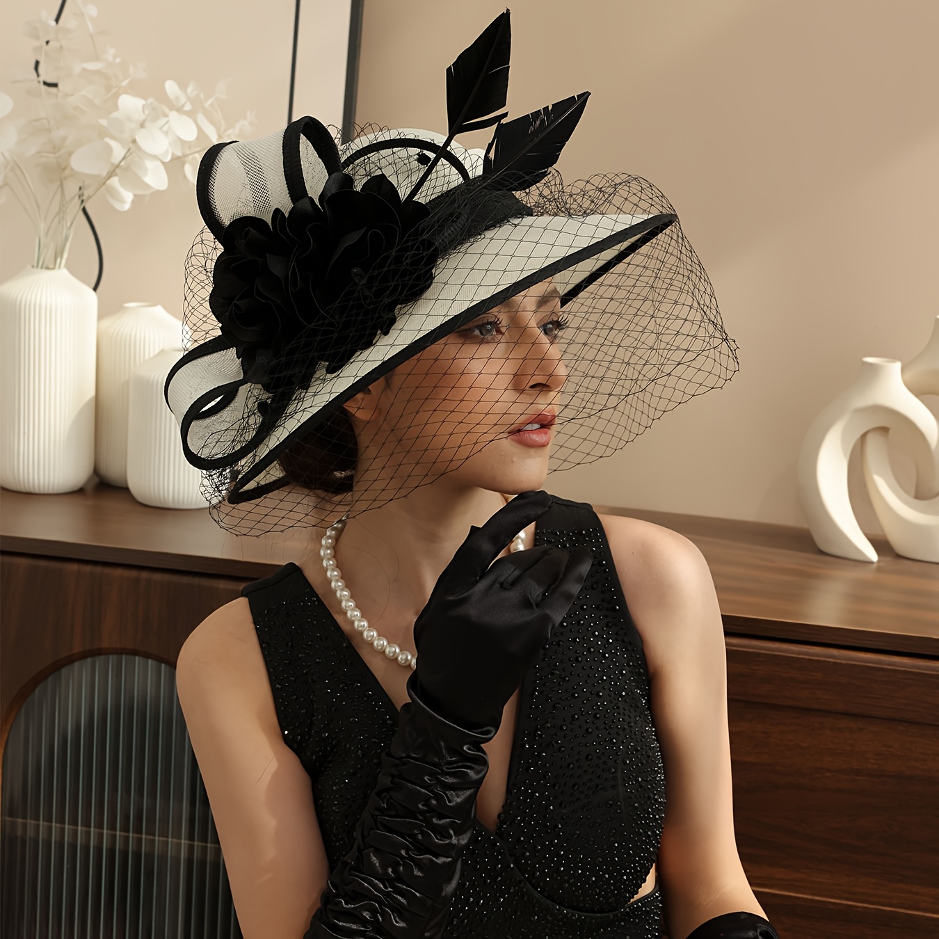 hat with veil sold on Temu Canada display picture 1
