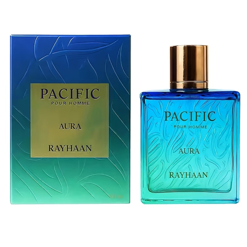 Rayhaan Pacific Aura Pour Homme, Flacon Bleu Vibrant, Parfum Rafraîchissant, Fragrance pour Hommes