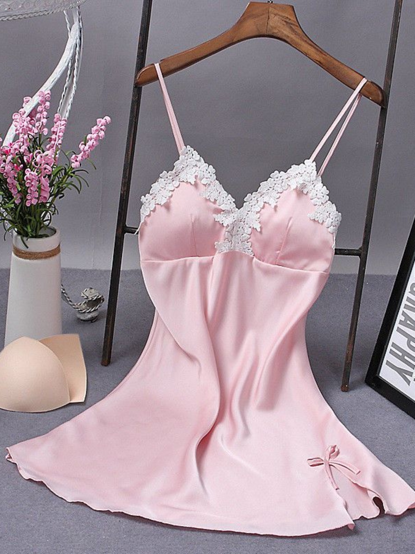 women satin sleep dress summer v neck lace night dress slip Temu