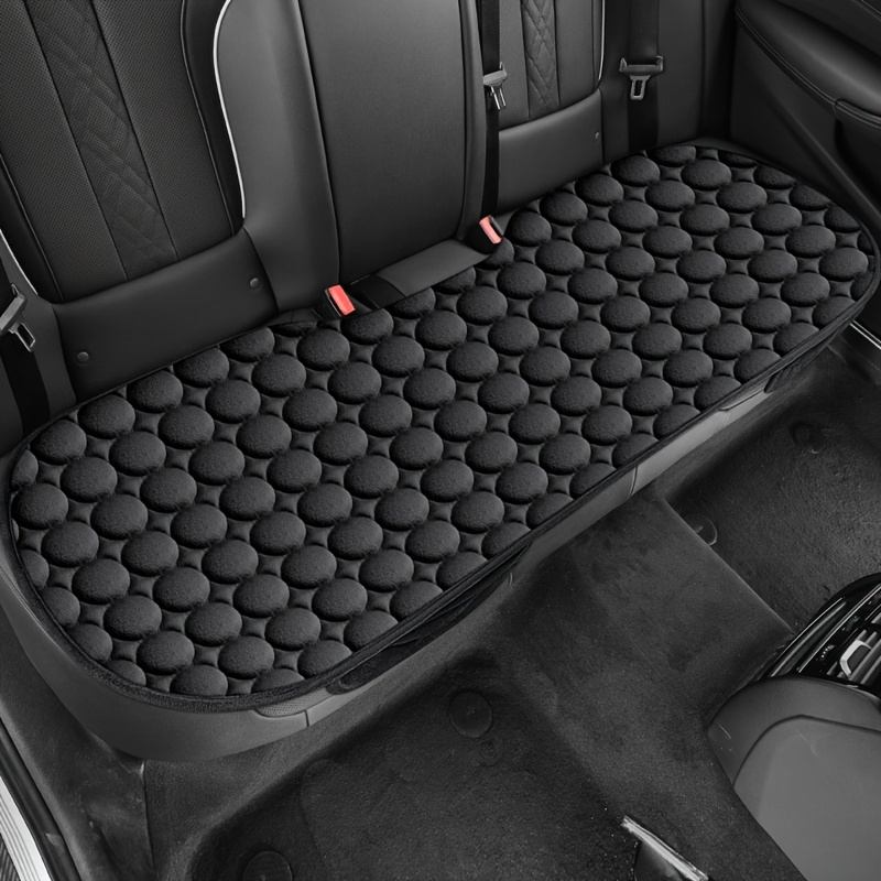 TEMU 1pc, Car Rear Seat Cushion, Short Plush, Checkered, Thickened, Warm, Car Rear Seat Pad, Backless Rear Seat Long Cushion, Rear Seat Three-person