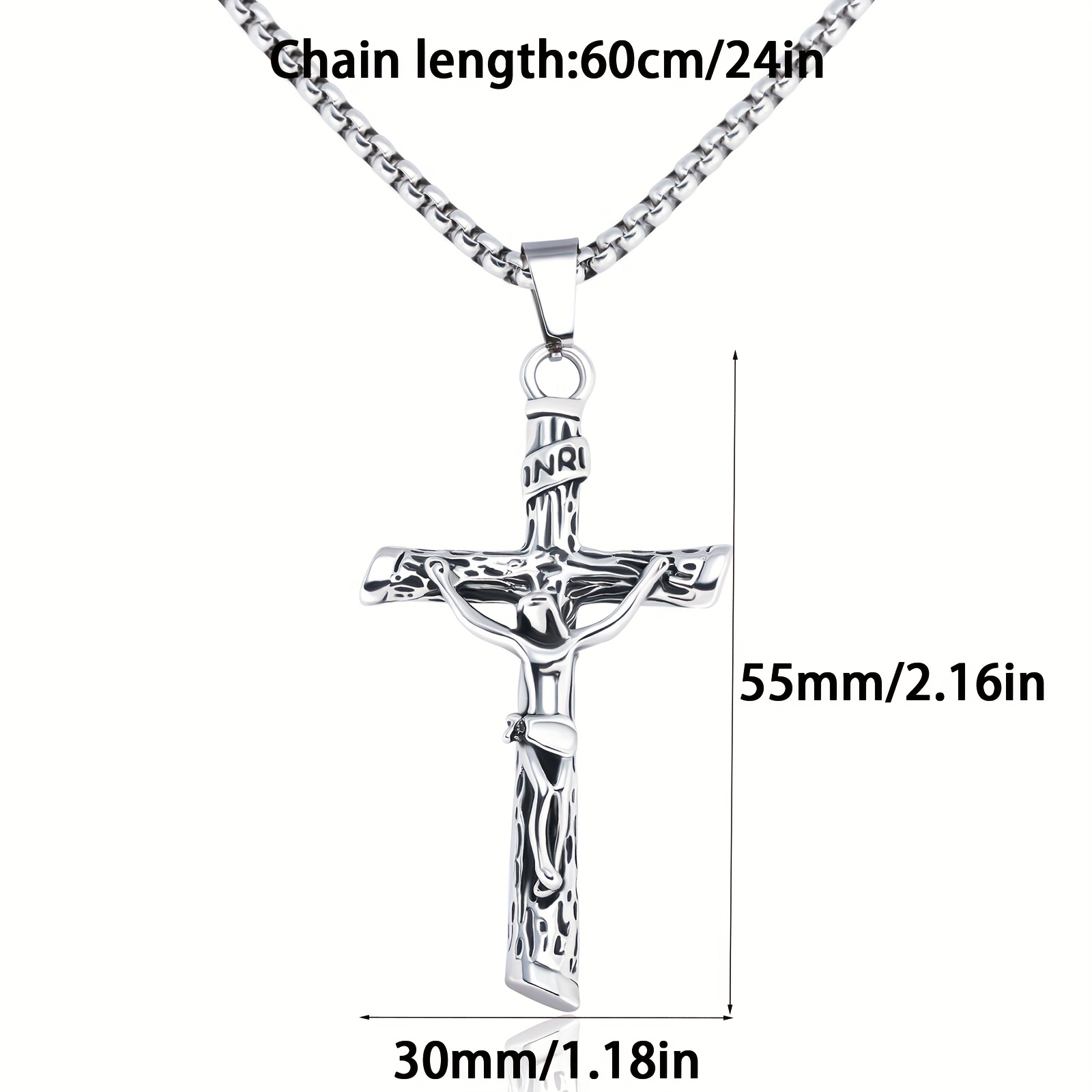 Embossed Jesus Crucifixion Pendant Necklace