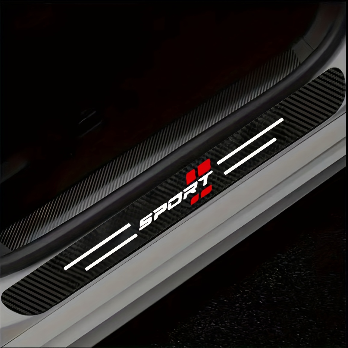 4pcs, 5D carbon fiber threshold strip sticker