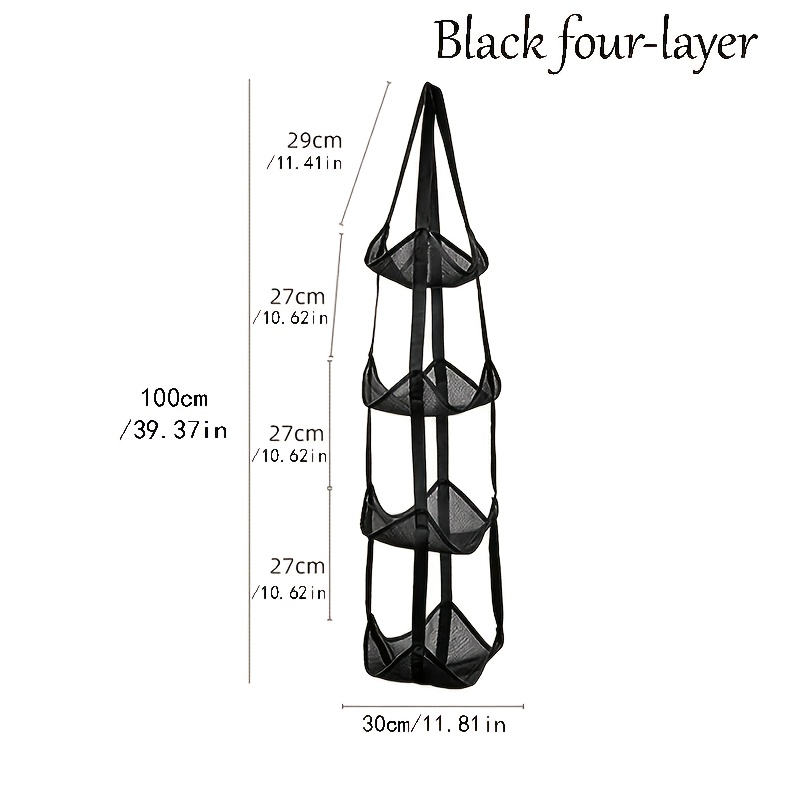 TEMU 1 pièce Sac de rangement mural robuste Voidisle avec filet en nylon - - 3 niveaux/4 niveaux multicouche pour porte/coin, convient pour ballons,