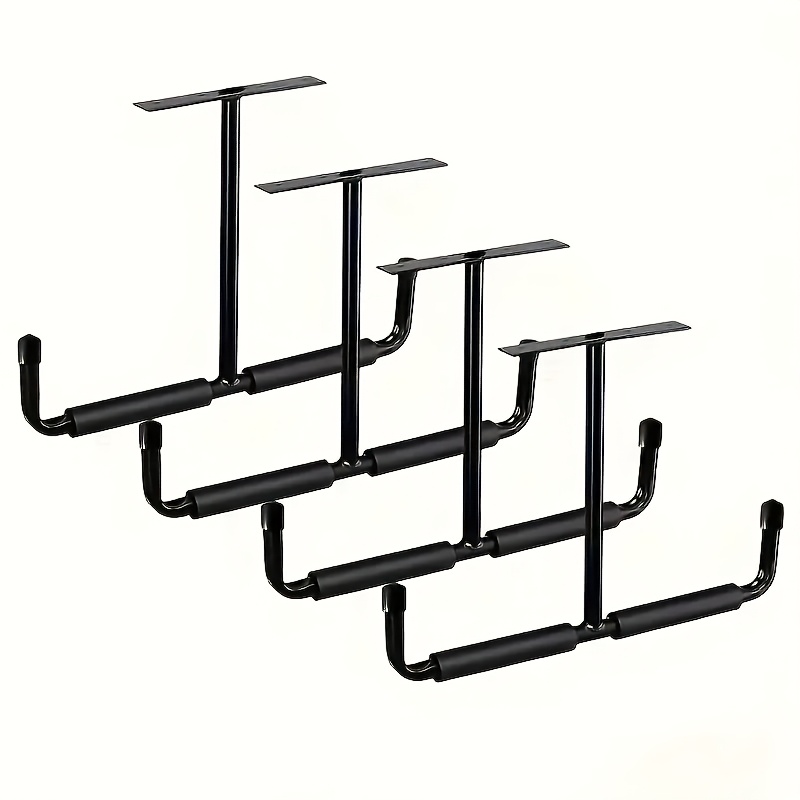 E-shop 4er-Set Schwere Carbon-Wand-/Deckenhalterungen - Rutschfest, geeignet für Garage, Deckenschienensystem, Mehrfach eingebettete Regalhaken zum